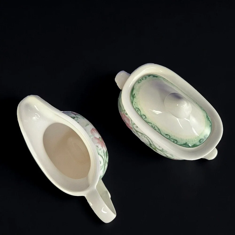 Westbury Court Elizabeth Creamer Lidded Sugar‎ Bowl Set Floral Shabby Chic